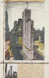Christo, Wrapped Building, Project for #1 Times Square, Allied Chemical Tower, New York, 1991, Lithograph with collage of fabric, thread, tranasparent polyethylene, staples, photograph, map (Chine collé) and masking tape, with charcoal and color additions, Arches paper to Museum Board, the full sheet
