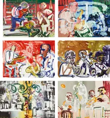 Jazz by Romare Bearden, 1979, Six lithographs in colors, on Arches Archival paper, the full sheets, sold Apr 2017