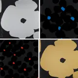 Donald Sultan, Silver Flowers; Gold Flowers; Black and Blue; and Orange and Black