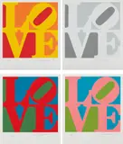 Robert Indiana, Book of Love: four plates, 1996, Four screenprints in colors, on A.N.W. Crestwood Museum Edition paper, with full margins