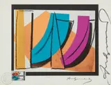 Andy Warhol, U. N. Stamp, 1979, Offset lithograph in colors and United Nations stamp, on Rives paper, with full margins