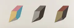 Forms Derived from a Cube in Color (Simple & Superimposed) & Black & Grey, Plate 3 by Sol LeWitt, 1984-85, Screenprint in colors, on Arches Cover paper, with full margins, sold Apr 2017
