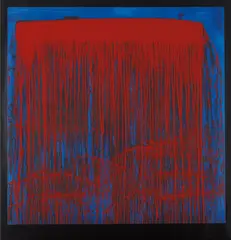 Red and Blue Berlin Waterfall by Pat Steir, 1993, Screenprint in colors, on wove paper, the full sheet, sold Apr 2017