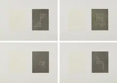 QED by Mel Bochner, 1974, The complete set of four aquatints, on Chine collé to Rives BFK paper, with full margins, offered Apr 2017