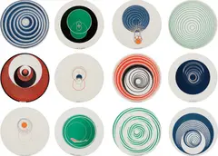 Rotoreliefs (Optical Disks) by Marcel Duchamp, 1953, The complete set of 12 offset lithographs in colors, printed on both sides of six paper discs, the full sheets, all cont, sold Apr 2017