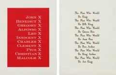 Palimpsest; and The Man by Kay Rosen, 1990-91, One relief print in red and one etching in black, both on Rives BFK paper, both with full margins, sold Apr 2017