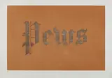 Ed Ruscha, Pews, from News, Mews, Pews, Brews, Stews, & Dues, 1970, Organic screenprint in colors (Hershey's chocolate syrup, Camp coffee and squid ink), on Silverbrook Antique Finish paper, with full margins