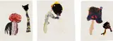 Jon Pylypchuk, Untitled; You Live in a Pile of Vomit; and The Most I Can Hope For, 2003, Three mixed media works, comprised of sand paper, fabric, paint, glitter, fur, and pencil, on wove paper