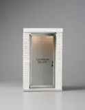 Maurizio Cattelan, The 1:6 Scale Wrong Gallery, 2006, Wood, brass, steel, aluminum, resin, plastic, glass and electric lighting, with accompanying copy of the Wrong Gallery Times , and four Adam McEwan static cling miniature window signs,