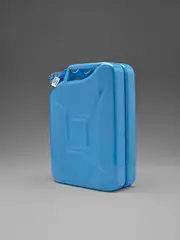 Jerrycan (Water) by Adam McEwen, 2007, Pressed steel jerrycan with blue enamel, containing 20 litres Marfa water, sold Apr 2017