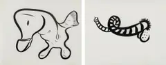 Untitled;and Untitled by Sue Williams, 2000, Two ink drawings, on vellum, offered Apr 2017