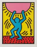 Keith Haring, International Youth Year, 1985, Lithograph in colors, on wove paper, the full sheet
