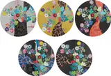 A Red River is Visible; Kansei: The Golden Age; Hokkyo Takashi - Kansei; Kansei: Wildflowers Glowing in the Night; and Korin: Stellar River in the Heavens by Takashi Murakami, 2014-15, Five offset lithographs in colors, on smooth wove paper, the full sheets, offered Apr 2017