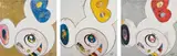 And then x 6 (White: The Superflat Method. Blue and Yellow Ears); DOB in Pure White Robe (Navy & Vermillion); and DOB in Pure White Robe (Pink & Blue) by Takashi Murakami, 2013, Three offset lithographs in colors, on smooth wove paper, the full sheets, sold Apr 2017