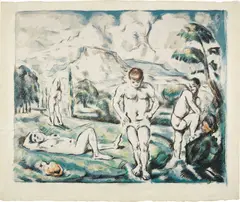 Paul Cézanne, Les baigneurs (grande planche) (The Large Bathers), circa 1896-98, Lithograph in colors, on MBM laid paper with watermark, with full margins, the colors strong