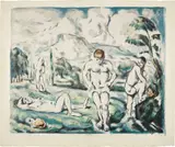 Paul Cézanne, Les baigneurs (grande planche) (The Large Bathers), circa 1896-98, Lithograph in colors, on MBM laid paper with watermark, with full margins, the colors strong