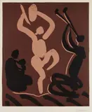 Mere, Danseur et Musicien (Mother, Dancer and Musician) by Pablo Picasso, 1959, Linocut in colors, on Arches paper, with full margins, sold Oct 2017