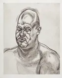Lucian Freud, Large Head (State II), 1995, Etching, on Somerset Satin Textured paper, with full margins, the second (final) state (there was an unpublished trial state of 1 or 2 proofs before the lines on the sitter's right shoulder were cleaned)