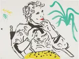 Celia with Green Plant by David Hockney, 1980, Lithograph in colors, on Arches Cover paper, the full sheet, sold Oct 2017