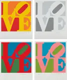 Robert Indiana, Book of Love: four plates, 1996, Four screenprints in colors, on A.N.W. Crestwood Museum Edition paper, with full margins