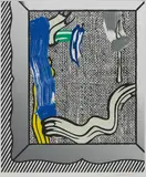 Roy Lichtenstein, Painting on Canvas , from Paintings Series, 1984, Woodcut, lithograph, screenprint and collage in colors, on Arches 88 paper, with full margins