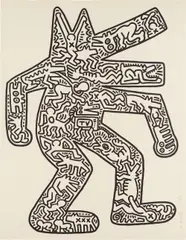 Dog by Keith Haring, 1985-86, Lithograph, on Rives BFK paper, with full margins, sold Oct 2017