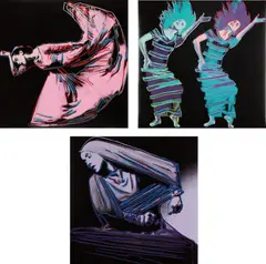 Martha Graham by Andy Warhol, 1986, The complete set of three screenprints in colors, on Lenox Museum Board, the full sheets, sold Oct 2017
