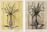 Bernard Buffet, Arums, fond jaune (Arums, Yellow Background); and Lys et iris (Lilies and Iris), 1980, Two lithographs in colors, on de Greysse and Arches paper, with full margins