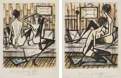 Printemps (Springtime); and Eté (Summer), from Jeux de dames (Checkers Game) by Bernard Buffet, 1970, Two lithographs in colors, on Arches paper, with full margins, sold Oct 2017