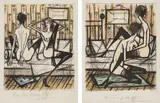 Bernard Buffet, Printemps (Springtime); and Eté (Summer), from Jeux de dames (Checkers Game), 1970, Two lithographs in colors, on Arches paper, with full margins