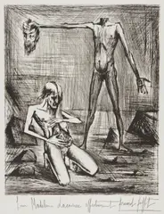 L’Enfer – tête (Hell's Head), from L’Enfer de Dante (Dante's Inferno) by Bernard Buffet, 1977, Drypoint, on wove paper, with full margins, offered Oct 2017
