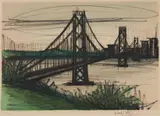 Bernard Buffet, Album San Francisco: Oakland Bridge, 1966, Lithograph in colors, on Arches paper, with full margins