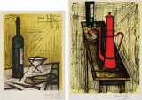 Bernard Buffet, Affiche d'Exposition - Le pain et le vin (Bread and Wine), by Charles Sorlier; and La cafetière rouge (The Red Coffee-Maker), 1964 and 1982, Two lithographs in colors, on Rives BFK and Arches paper, with full margins
