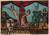 Bernard Buffet, La parade (The Parade), from Mon cirque (My Circus), 1968, Lithograph in colors, on Arches paper, with full margins, with central fold (as issued) and printed title on the reverse