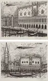Bernard Buffet, Le Palais des Doges (The Doge's Palace); and Le campanile et le Palais des Doges (The Bell Tower and Doge's Palace), from Venise (Venice), 1986, Two lithographs, on Arches paper, with full margins