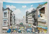 Little Italy by Red Grooms, 1989, Three-dimensional lithograph in colors with die-cut, on Rives BFK paper, cut-out, glued and mounted in the original Plex, sold Oct 2017