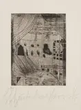 Friedensreich Hundertwasser, Das Haus sieht einen Menschen Brennen (The House Looks at a Burning Man), 1962, Etching, on wove paper, with full margins