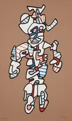 Le surintendant (The Superintendent) by Jean Dubuffet, 1972, Screenprint in colors, on Bristol paper, the full sheet, sold Oct 2017