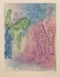 Arrivée de Dionysophane (The Arrival of Dionysophanes), from Daphnis and Chloé by Marc Chagall, 1961, Lithograph in colors, on Arches paper, with full margins, sold Oct 2017