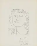 Visage souriant (Smiling Face) by Henri Matisse, 1946, Etching, on Rives BFK paper, with full margins, sold Oct 2017