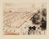 Esplanade des Invalides, plate 2 from the Paris Series, by Lluís Bracons by Salvador Dalí, 1963, Etching and aquatint in colors, on Richard de Bas paper, with full margins, sold Oct 2017