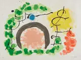 Le lézard aux plumes d'or: one plate by Joan Miró, 1969, Lithograph in colors, on Japanese handmade paper, the full sheet, sold Oct 2017