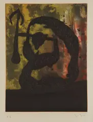 Tête flèche (Arrow Head) by Joan Miró, 1968, Aquatint in colors with carborundum, on Arches paper, with full margins, sold Oct 2017