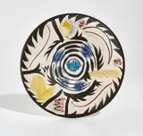 Motifs no. 17 by Pablo Picasso, 1963, White earthenware plate painted in colors, with brushed glaze; ceramic, Madoura edition, sold Oct 2017