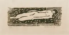 Milton Avery, Nude, 1953, Woodcut in green, on Japanese paper, with full margins