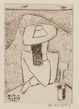 Milton Avery, March at a Table (March on Terrace), from Laurels Portfolio, No. 4, 1948, Drypoint, on wove paper, with full margins