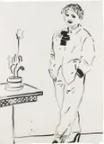 Celia Amused by David Hockney, 1979, Lithograph, on Japanese Toyoshi paper, the full sheet, sold Oct 2017