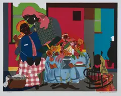 Morning by Romare Bearden, 1979, Lithograph in colors, on Somerset paper, with full margins, sold Oct 2017