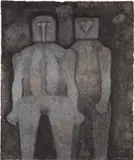 Dos Hermanos (Two Brothers) by Rufino Tamayo, 1987, Mixografía® print in colors, on heavy handmade paper, the full sheet, sold Oct 2017