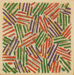 Jasper Johns, Untitled, 1977, Screenprint in colors, the catalogue cover on Patapar printing parchment, the full sheet, folded (as issued), with the catalogue, accompanied by an invitation card